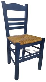 Καρέκλα ΣΙΦΝΟΣ Ξύλο/Ψάθα Μπλε 41x45x88cm