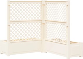 vidaXL Μεγάλη Γλάστρα με Στήριγμα 2 pcs Λευκό 143 x 143 x 133,5 εκ PP