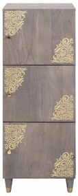 vidaXL Highboard Γκρι και Χρυσό 40 x 33.5 x 110 εκ Μασίφ ξύλο μάνγκο