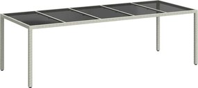 vidaXL Τραπέζι Κήπου Λευκό 250x100x75 εκ. Συνθετ. Ρατάν/Ψημένο Γυαλί