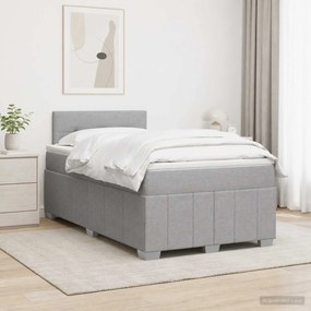 vidaXL Κρεβάτι box spring με στρώμα Ανοιχτό γκρι 120 x 190 cm Ύφασμα