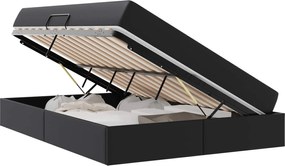 vidaXL Κρεβάτι με αποθηκευτικό χώρο και στρώμα 2 pcs Μαύρο Δέρμα