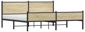 vidaXL Σκελετός Κρεβ. Χωρίς Στρώμα Sonoma Δρυς 200x200 εκ. Μεταλλικό