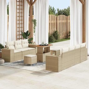 vidaXL Σετ Καναπέ Κήπου με μαξιλάρι 10 pcs Μπεζ, Κρέμα 90 x 55 x 71 cm