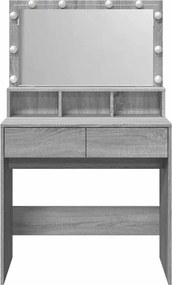 vidaXL Μπουντουάρ με LED Γκρι Sonoma 80x41x144,5 εκ.