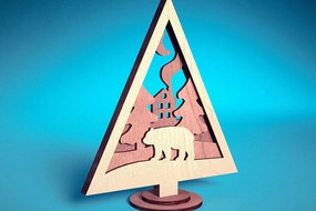 Σετ των 3 Intra απο ξύλο plywood 3mm-4mm πάχος - Στολίδι χριστουγεννιάτικου δέντρου με λέιζερ | Δίασταση 6x6 cm INTRAFABR-72091963