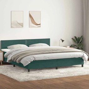 vidaXL Box Spring κρεβάτι με στρώμα σκούρο πράσινο 180x220cm Βελούδινο