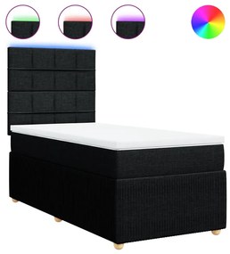 vidaXL Κρεβάτι Boxspring με Στρώμα Μαύρο 80 x 200 εκ. Υφασμάτινο