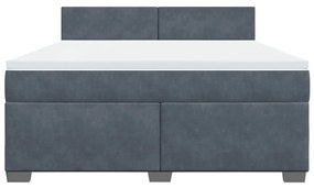 vidaXL Κρεβάτι Boxspring με Στρώμα Σκούρο Γκρι 180x200 εκ. Βελούδινο