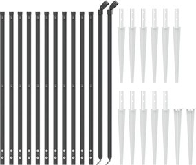 vidaXL Συρματόπλεγμα Περίφραξης Ανθρακί 1,1 x 25 μ. με Καρφωτές Βάσεις