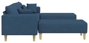 vidaXL Υφασμάτινος καναπές με μαξιλάρι 3 pcs Μπλε 208 εκ. ύφασμα