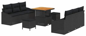 vidaXL Σετ Καναπέ Κήπου με μαξιλάρι 9 pcs Μαύρο Πολυ ράταν