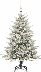 vidaXL Artificial Christmas Tree with Flocked Snow 150 LED Θερμό λευκό