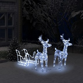 vidaXL Τάρανδοι Χριστουγεννιάτικοι με Έλκηθρο 160 LED 130 εκ. Ακρυλικό
