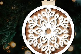 Σετ των 2 Intra απο ξύλο plywood 3mm-4mm πάχος – Στρογγυλό στολίδι νιφάδα χιονιού Δίασταση  20x20 cm INTRAFABR-106376378