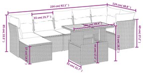 vidaXL Σαλόνι Κήπου Σετ 8 τεμ. Μπεζ Συνθετικό Ρατάν με Μαξιλάρια