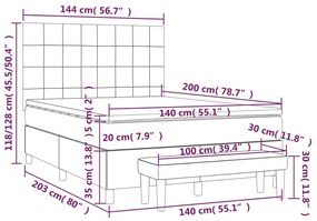 Κρεβάτι Boxspring με Στρώμα Σκούρο Καφέ 140x200 εκ Υφασμάτινο - Καφέ