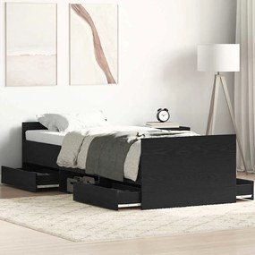 vidaXL Σκελετός Κρεβατιού Μαύρη δρυς 75 x 190 cm Επεξεργασμένο ξύλο