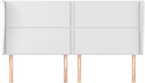 vidaXL Κεφαλάρι με Πτερύγια Λευκό 203x23x118/128 εκ. Συνθ. Δέρμα