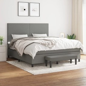 Κρεβάτι Boxspring με Στρώμα Σκούρο Γκρι 160x200 εκ Υφασμάτινο