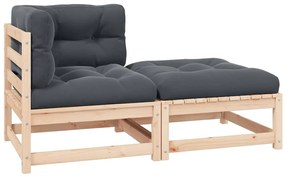 vidaXL Σαλόνι Κήπου 2 Τεμαχίων από Μασίφ Ξύλο Πεύκου με Μαξιλάρια