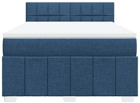 Κρεβάτι Boxspring με Στρώμα Μπλε 140x200 εκ. Υφασμάτινο - Μπλε