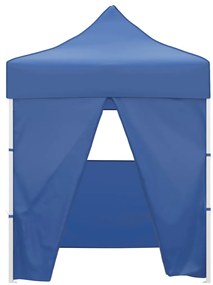 vidaXL Κιόσκι Πτυσσόμενο με 4 Πλευρικά Τοιχώματα Μπλε 2x2 μ. Ατσάλινο