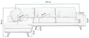 Γωνιακός Καναπές Seattle K107, Άσπρο, 291x202x85cm, 106 kg, Πόδια: Ξύλο, Ξύλο: Πεύκο | Epipla1.gr