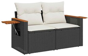 vidaXL Σετ Καναπέ Κήπου 13 pcs Μαύρο και Κρέμα συνθετικό ρατάν