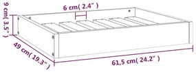 Κρεβάτι Σκύλου Μαύρο 61,5 x 49 x 9 εκ. από Μασίφ Ξύλο Πεύκου - Μαύρο