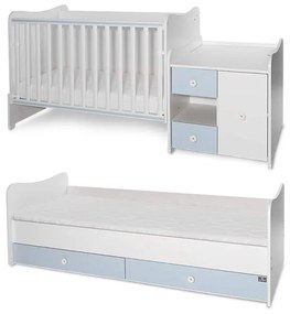 Πολυμορφικό βρεφικό κρεβάτι Mini Max  White + Baby Blue 10150500039A Lorelli