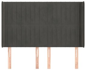 vidaXL Κεφαλάρι με Πτερύγια Σκούρο Γκρι 147x16x118/128εκ.Βελούδινο