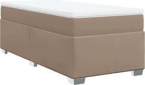 vidaXL Κρεβάτι Boxspring με Στρώμα Καπουτσίνο 90x190εκ.από Συνθ. Δέρμα