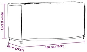 Καλύμματα Επίπλων Κήπου 8 Ατόμων 2τεμ. Μαύρο 180x70x90 εκ. 420D - Μαύρο