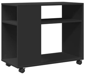 vidaXL Βοηθητικό Τραπέζι με Ρόδες Μαύρο 70x35x60 εκ. Επεξ. Ξύλο