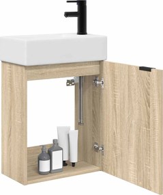 vidaXL Μονάδα μπάνιου με βρύση Sonoma Δρυς 45,5 x 22,5 x 84 εκ