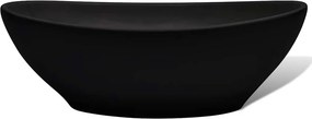 vidaXL Νιπτήρας Οβάλ Μαύρος 40 x 33 εκ. Κεραμικός