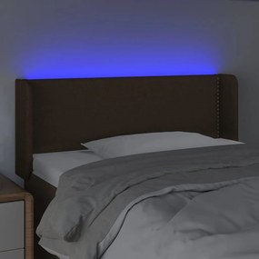 vidaXL Κεφαλάρι Κρεβατιού LED Σκούρο Καφέ 93x16x78/88 εκ. Υφασμάτινο