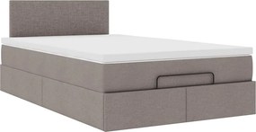vidaXL Οθωμανικό κρεβάτι με στρώμα &amp; LEDs Taupe 120x190cm ύφασμα