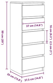 Συρταριέρα με Συρτάρια καφέ δρυς 37,5x35x99 εκ. Επεξ. Ξύλο - Καφέ