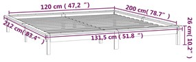 Πλαίσιο Κρεβατιού με LED 120 x 200 εκ. από Μασίφ Ξύλο - Καφέ