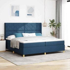 vidaXL Κρεβάτι με ελατήρια με στρώμα Μπλε 200 x 200 cm ύφασμα