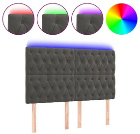 vidaXL Κεφαλάρι Κρεβατιού LED Σκούρο Γκρι 160x7x118/128 εκ. Βελούδινο