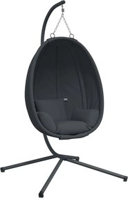 vidaXL Κρεμαστή Πολυθρόνα Αυγού με Βάση από Ύφασμα Ανθρακί και Ατσάλι