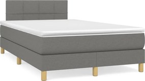 vidaXL Κρεβάτι Boxspring με Στρώμα Σκούρο Γκρι 120x190 εκ Υφασμάτινο