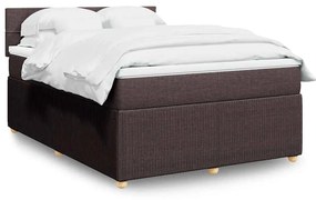 vidaXL Κρεβάτι Boxspring με Στρώμα Σκούρο Καφέ 160x200 εκ Υφασμάτινο