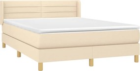 vidaXL Κρεβάτι Boxspring με Στρώμα Κρεμ 140x200 εκ. Υφασμάτινο