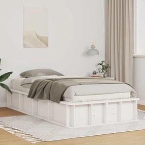 vidaXL Σκελετός Κρεβατιού Λευκό 210 x 118 x 30 εκ Στερεά ξυλεία πεύκου
