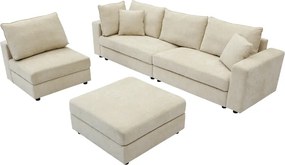 Πολυμορφικός καναπές Navaro pakoworld ύφασμα μπεζ 281x256x85εκ