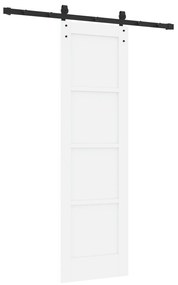 vidaXL Συρόμενη Πόρτα με Σετ Εξαρτημάτων Λευκή 61x198.5 cm Στερεό Ξύλο Πεύκου